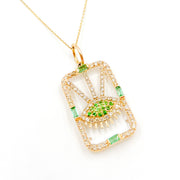 Buy 14K Gold Rectangle Evil Eye Pendant